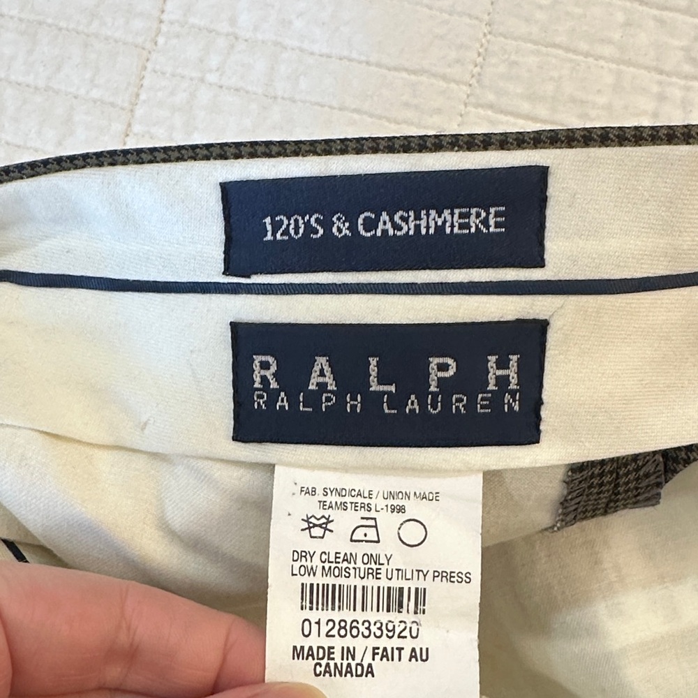 RALPH LAUREN 120’s Cashmere 33 x 32 120’s Cashmere Wool Pants  Classic Plaid - Picture 2 of 7